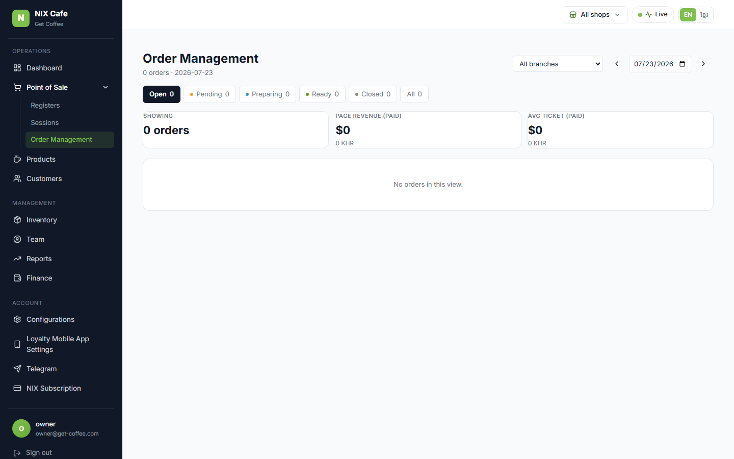 Order Management date navigation on staging