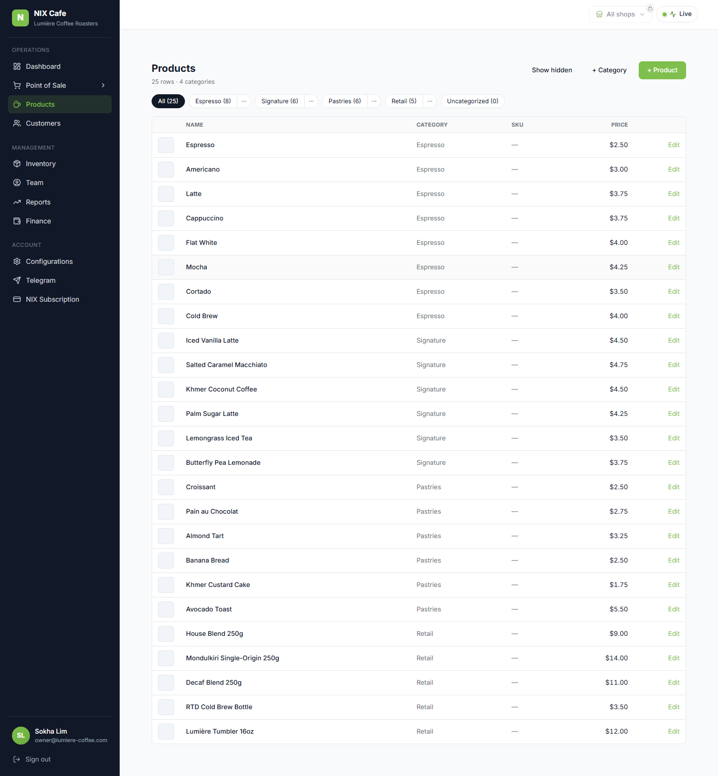 Joined product list