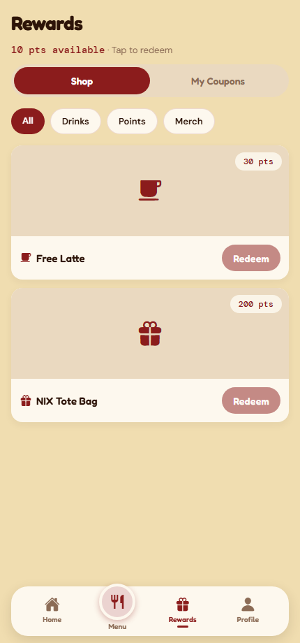 Points-only rewards shop