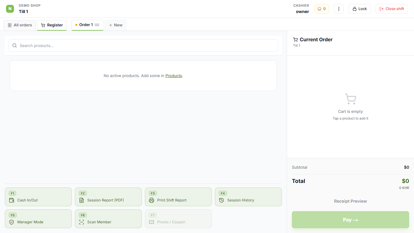 empty cart without CTAs