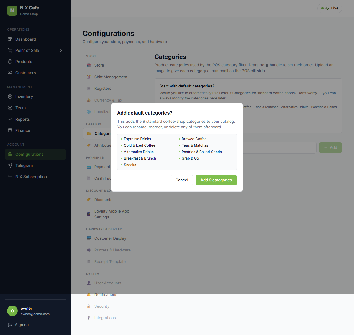 Confirmation dialog on staging