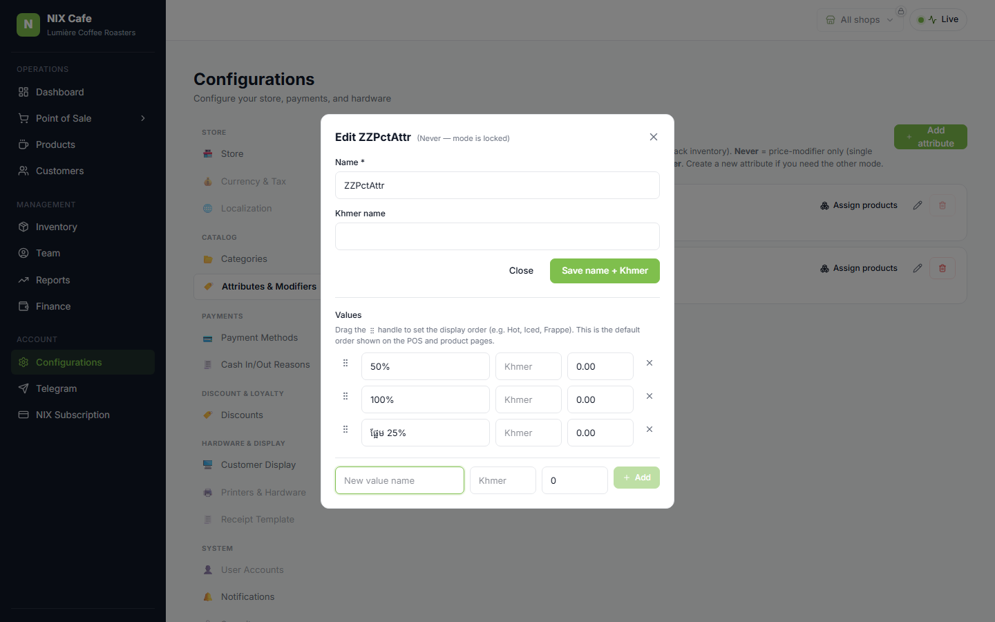 Edit modal with Khmer value added