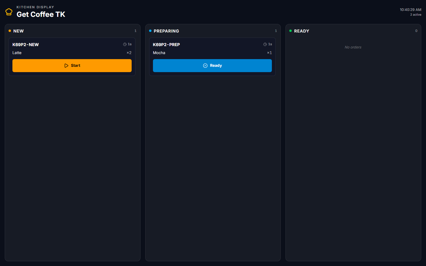 Kitchen Display initial state on prod