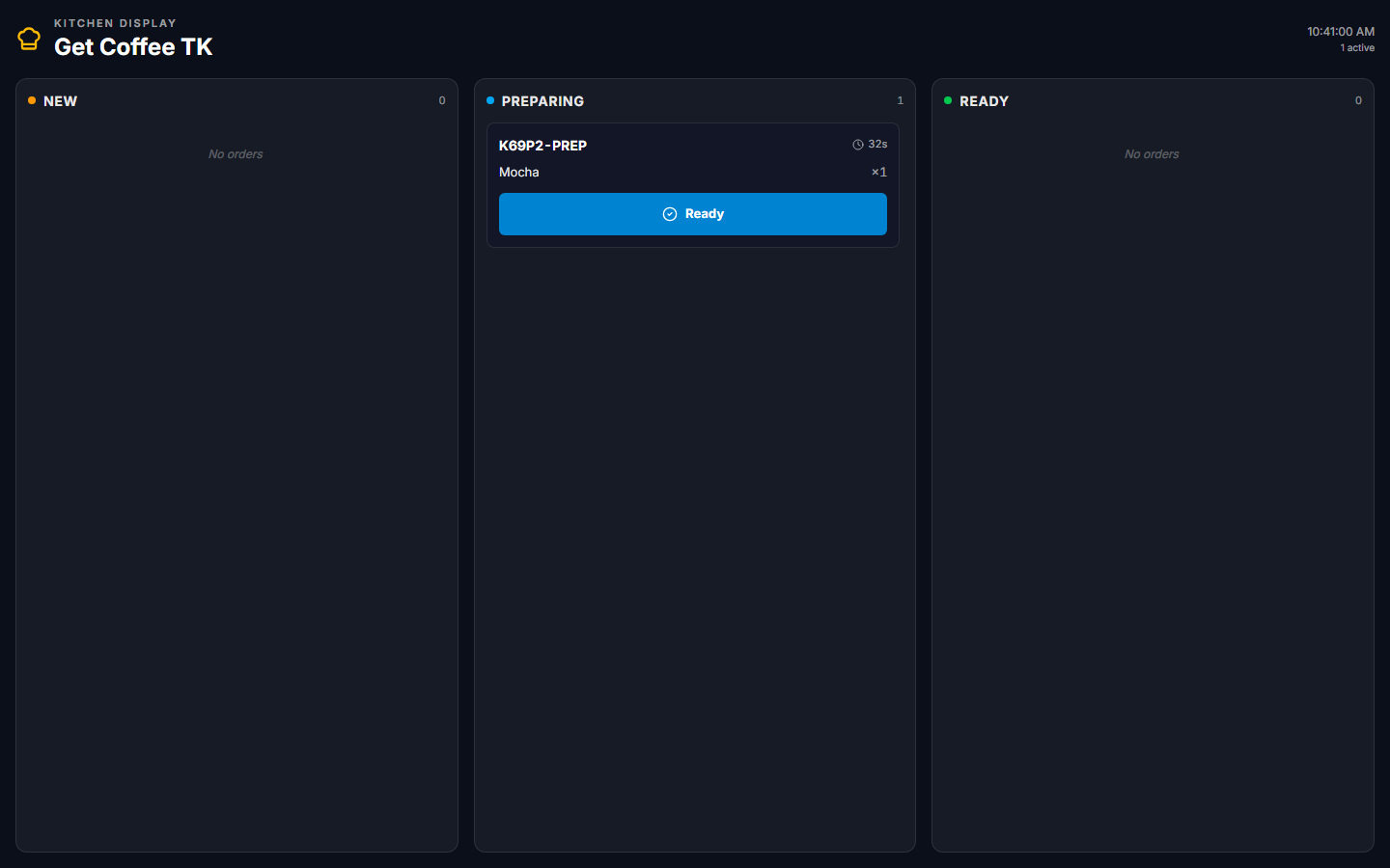 Kitchen Display after Served click