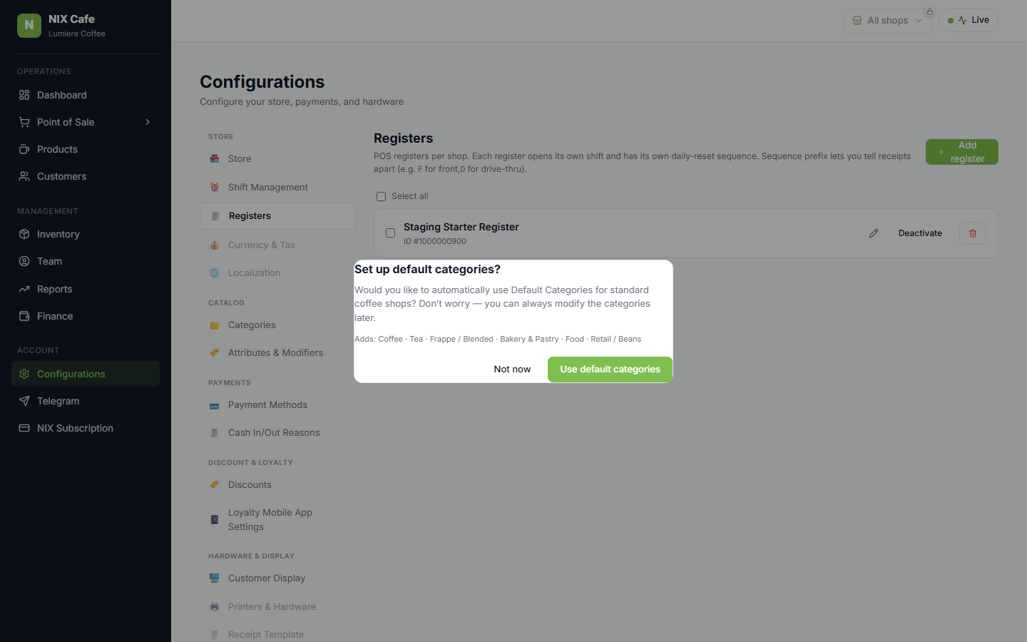 Right after adding a register on lumiere