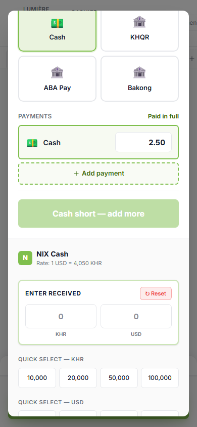Mobile pay dialog, single column