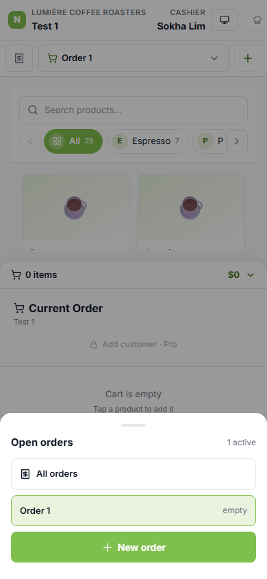 Mobile order-switcher sheet