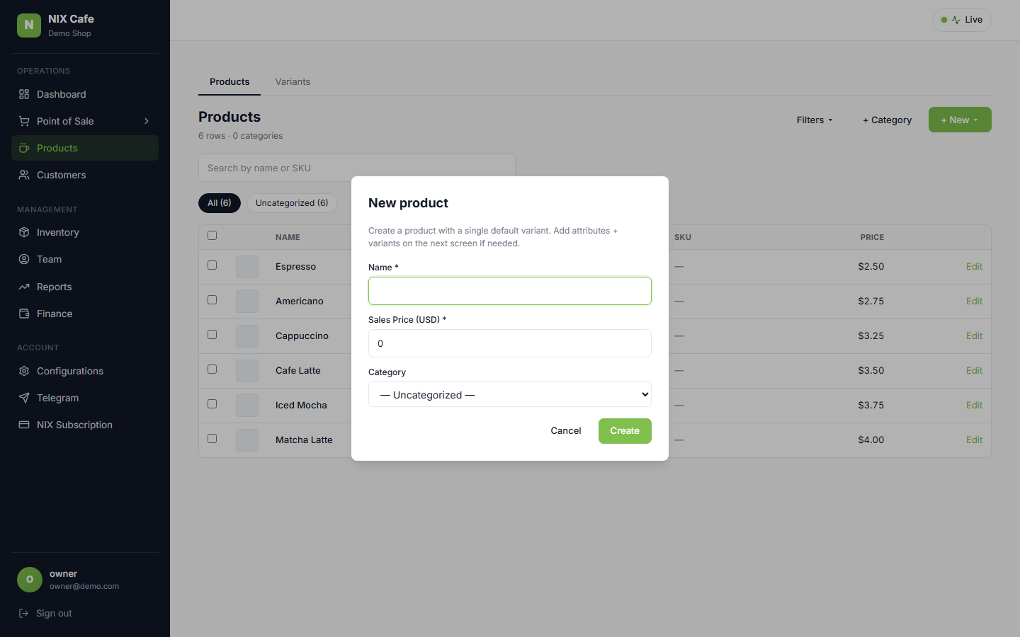 Old create popup