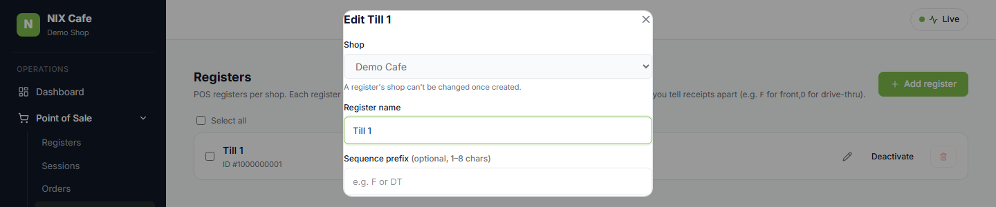 Register modal scrollable