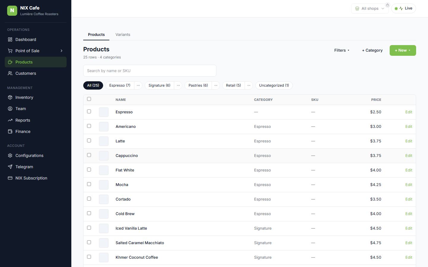 Products page full-width