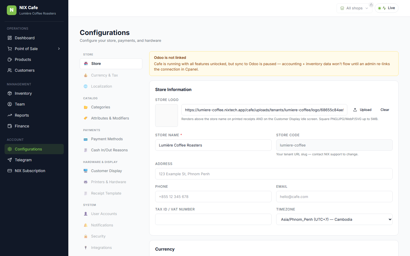 Settings nav showing 'Attributes & Modifiers'