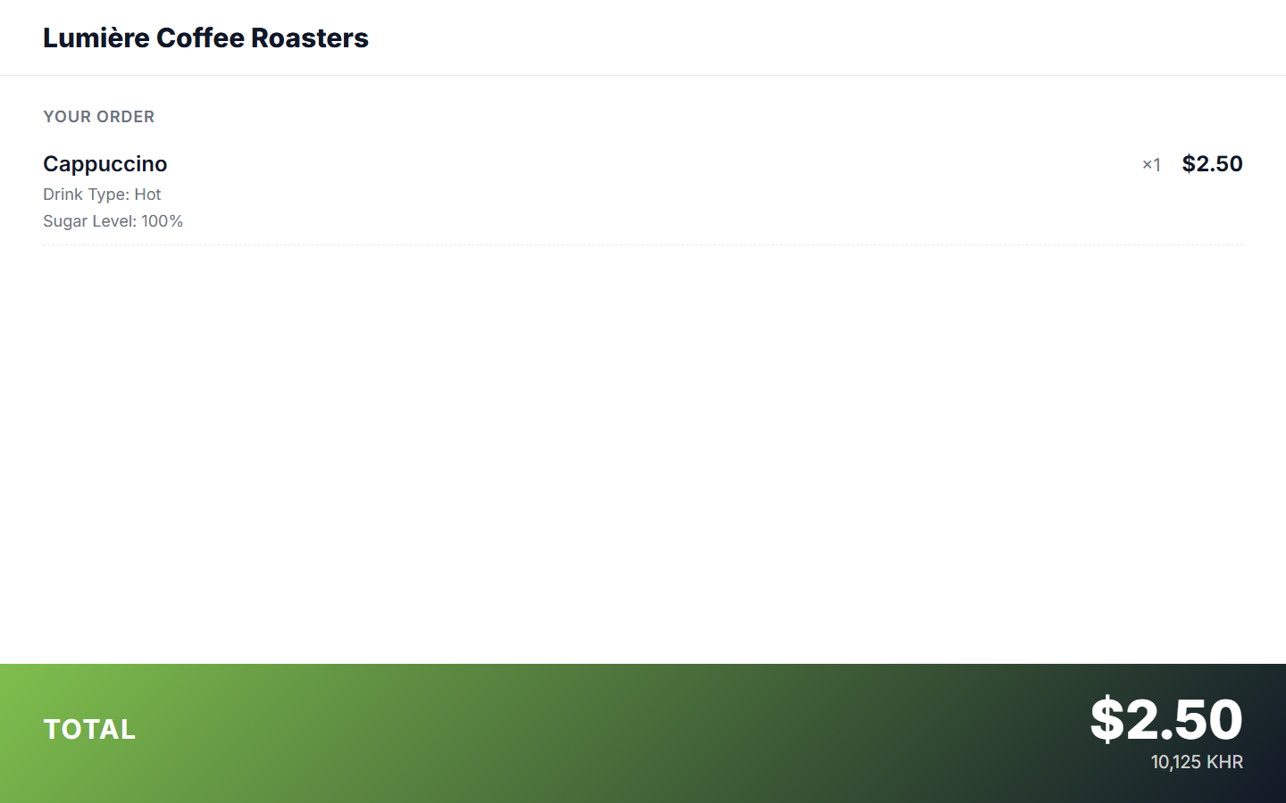Customer display with modifiers
