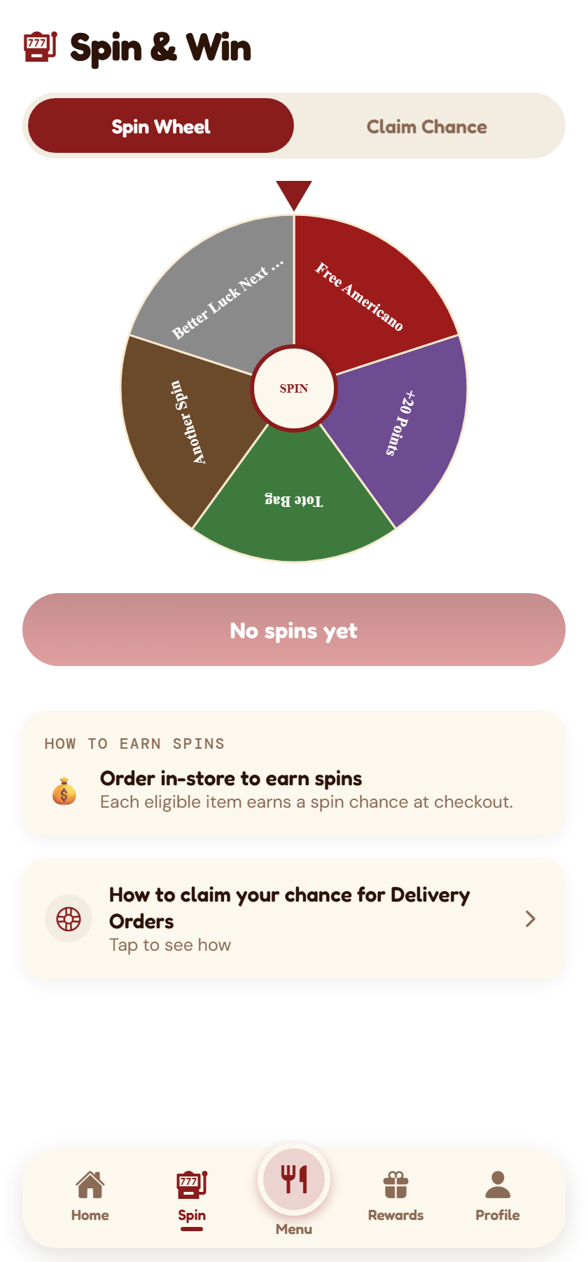 The spin wheel rendering a real reward pool